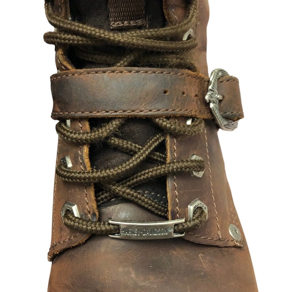 Harley Davidson Boots Brown Size 9.5 Lace Up Leather Motorcycle 91004 Combat - Picture 6 of 14